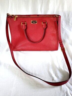Michael Kors red saffiano leather top handle crossbody